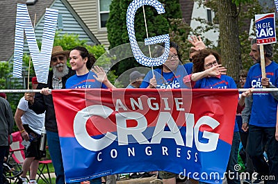 Craig Supporters Wave to Crowd Editorial Stock Photo
